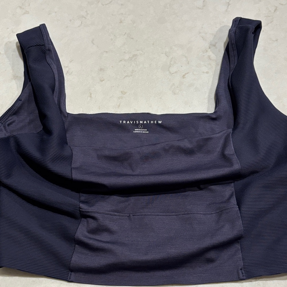 TravisMathew Navy Square-Neck Athletic Bra size L